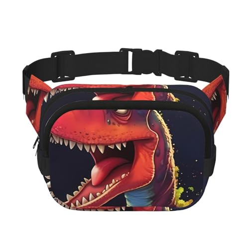 Quadratische doppellagige Hüfttasche für Damen und Herren, großer Mund Dinosaurier-Druck, leichte Umhängetasche, zum Laufen, Wandern Quadratische doppellagige Hüfttasche für Damen und Herren, großer Mund Dinosaurier-Druck, leichte Umhängetasche, zum Laufen, Wandern von Erwqavc