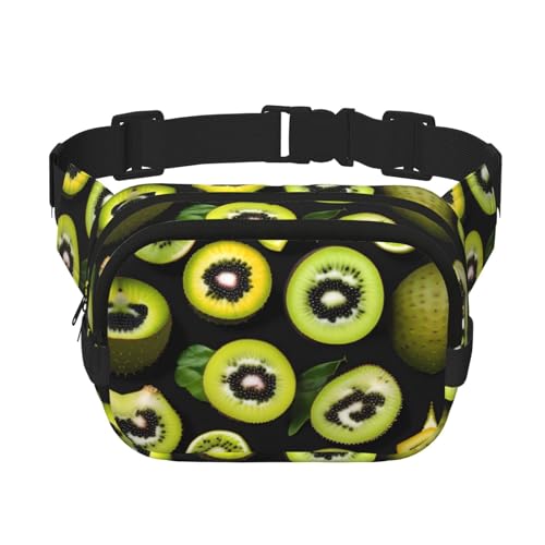 Quadratische doppellagige Hüfttasche für Damen und Herren, grüner Kiwi-Druck, leichte Umhängetasche, zum Laufen, Wandern Quadratische doppellagige Hüfttasche für Damen und Herren, grüner Kiwi-Druck, leichte Umhängetasche, zum Laufen, Wandern von Erwqavc