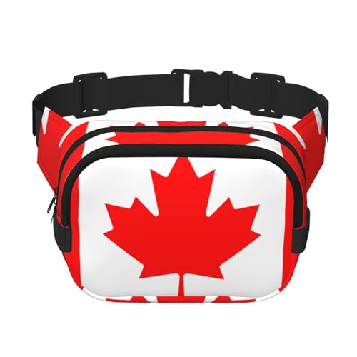 Quadratische doppellagige Hüfttasche für Damen und Herren, kanadische Flagge, leichte Umhängetasche, zum Laufen, Wandern Quadratische doppellagige Hüfttasche für Damen und Herren, kanadische Flagge, leichte Umhängetasche, zum Laufen, Wandern von Erwqavc