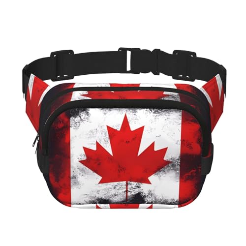 Quadratische doppellagige Hüfttasche für Damen und Herren, kanadische Flagge, leichte Umhängetasche, zum Laufen, Wandern Quadratische doppellagige Hüfttasche für Damen und Herren, kanadische Flagge, leichte Umhängetasche, zum Laufen, Wandern von Erwqavc