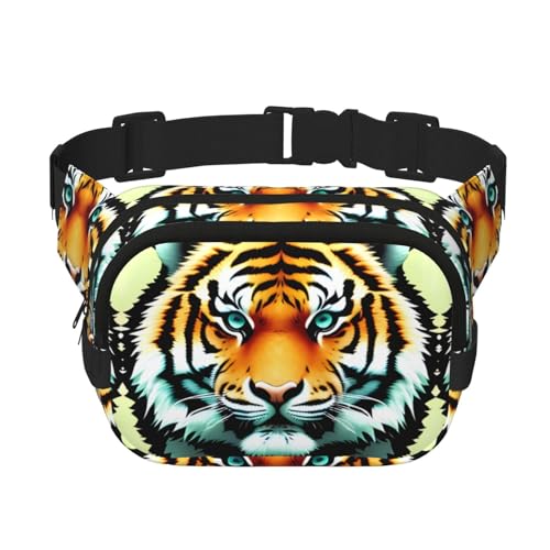 Quadratische doppellagige Hüfttasche für Damen und Herren, kleiner dicker Tigerkopf, leichte Umhängetasche, zum Laufen, Wandern Quadratische doppellagige Hüfttasche für Damen und Herren, kleiner dicker Tigerkopf, leichte Umhängetasche, zum Laufen, Wandern von Erwqavc