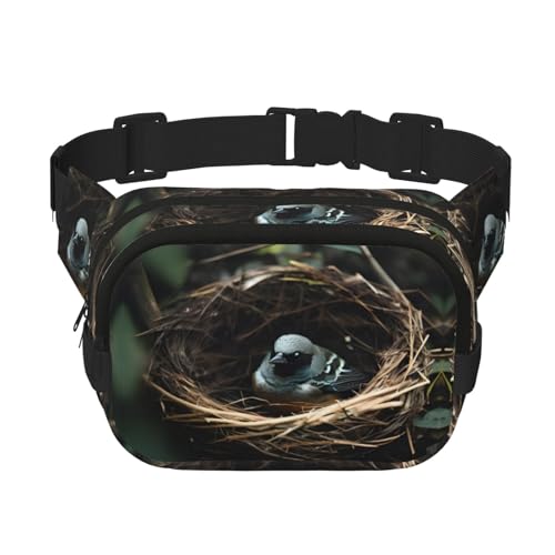 Quadratische doppellagige Hüfttasche für Damen und Herren, kleines Vogelnest, leichte Umhängetasche, zum Laufen, Wandern von Erwqavc