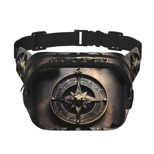 Quadratische doppellagige Hüfttasche für Damen und Herren, magisches Design, nordische Runen, Kompassdruck, leichte Umhängetasche, zum Laufen, Wandern Quadratische doppellagige Hüfttasche für Damen und Herren, magisches Design, nordische Runen, Kompassdruck, leichte Umhängetasche, zum Laufen, Wandern von Erwqavc