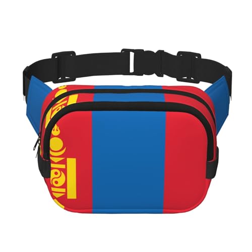 Quadratische doppellagige Hüfttasche für Damen und Herren, mongolische Flagge, leichte Umhängetasche, zum Laufen, Wandern von Erwqavc