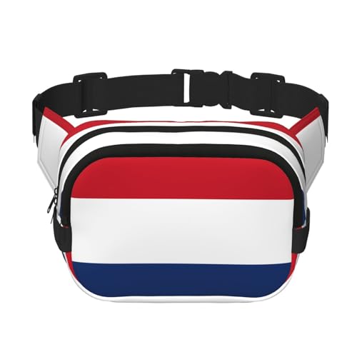 Quadratische doppellagige Hüfttasche für Damen und Herren, niederländische Flagge, leichte Umhängetasche, zum Laufen, Wandern Quadratische doppellagige Hüfttasche für Damen und Herren, niederländische Flagge, leichte Umhängetasche, zum Laufen, Wandern von Erwqavc