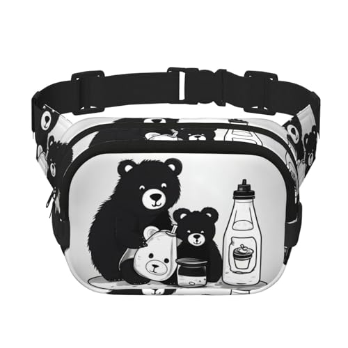 Quadratische doppellagige Hüfttasche für Damen und Herren, niedlicher Milchflaschen-Bär-Druck, leichte Umhängetasche, zum Laufen, Wandern Quadratische doppellagige Hüfttasche für Damen und Herren, niedlicher Milchflaschen-Bär-Druck, leichte Umhängetasche, zum Laufen, Wandern von Erwqavc