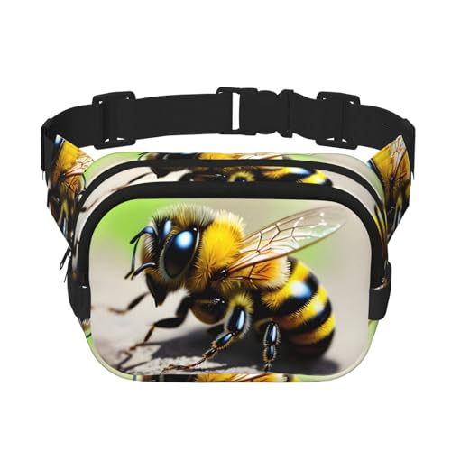 Quadratische doppellagige Hüfttasche für Damen und Herren, niedlicher kleiner Bienendruck, leichte Umhängetasche, zum Laufen, Wandern Quadratische doppellagige Hüfttasche für Damen und Herren, niedlicher kleiner Bienendruck, leichte Umhängetasche, zum Laufen, Wandern von Erwqavc
