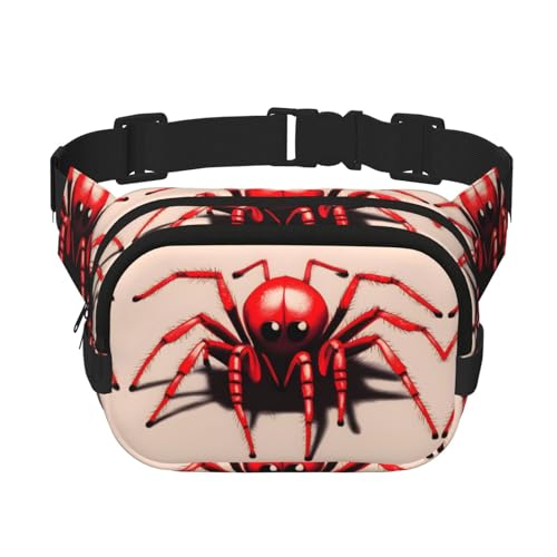 Quadratische doppellagige Hüfttasche für Damen und Herren, niedlicher kleiner roter Spinnen-Druck, leichte Umhängetasche, zum Laufen, Wandern Quadratische doppellagige Hüfttasche für Damen und Herren, niedlicher kleiner roter Spinnen-Druck, leichte Umhängetasche, zum Laufen, Wandern von Erwqavc