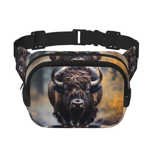 Quadratische doppellagige Hüfttasche für Damen und Herren, nordamerikanischer Bison-Druck, leichte Umhängetasche, zum Laufen, Wandern Quadratische doppellagige Hüfttasche für Damen und Herren, nordamerikanischer Bison-Druck, leichte Umhängetasche, zum Laufen, Wandern von Erwqavc