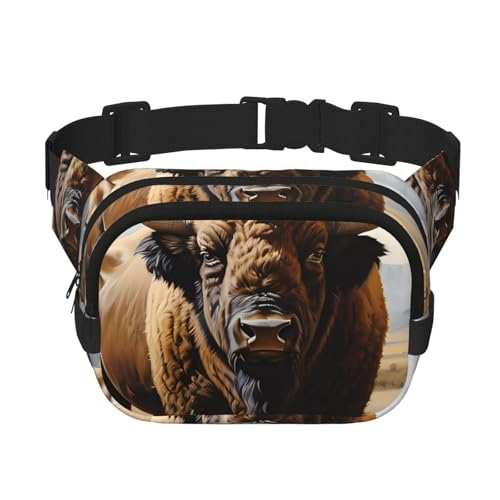 Quadratische doppellagige Hüfttasche für Damen und Herren, nordamerikanischer Bison Herd-Druck, leichte Umhängetasche, zum Laufen, Wandern Quadratische doppellagige Hüfttasche für Damen und Herren, nordamerikanischer Bison Herd-Druck, leichte Umhängetasche, zum Laufen, Wandern von Erwqavc