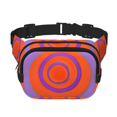 Quadratische doppellagige Hüfttasche für Damen und Herren, orangefarbener Kreisaufdruck, leichte Umhängetasche, zum Laufen, Wandern von Erwqavc