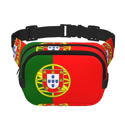 Quadratische doppellagige Hüfttasche für Damen und Herren, portugiesische Flagge, leichte Umhängetasche, zum Laufen, Wandern Quadratische doppellagige Hüfttasche für Damen und Herren, portugiesische Flagge, leichte Umhängetasche, zum Laufen, Wandern von Erwqavc