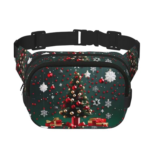 Quadratische doppellagige Hüfttasche für Damen und Herren, runde Kugeln, Weihnachtsbaumdruck, leichte Umhängetasche, zum Laufen, Wandern Quadratische doppellagige Hüfttasche für Damen und Herren, runde Kugeln, Weihnachtsbaumdruck, leichte Umhängetasche, zum Laufen, Wandern von Erwqavc