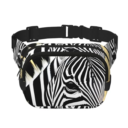 Quadratische doppellagige Hüfttasche für Damen und Herren, schwarz-weißes Zebramuster, leichte Umhängetasche, zum Laufen, Wandern Quadratische doppellagige Hüfttasche für Damen und Herren, schwarz-weißes Zebramuster, leichte Umhängetasche, zum Laufen, Wandern von Erwqavc