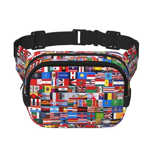 Quadratische doppellagige Hüfttasche für Damen und Herren, verschiedene Flaggen, leichte Umhängetasche, zum Laufen, Wandern Quadratische doppellagige Hüfttasche für Damen und Herren, verschiedene Flaggen, leichte Umhängetasche, zum Laufen, Wandern von Erwqavc