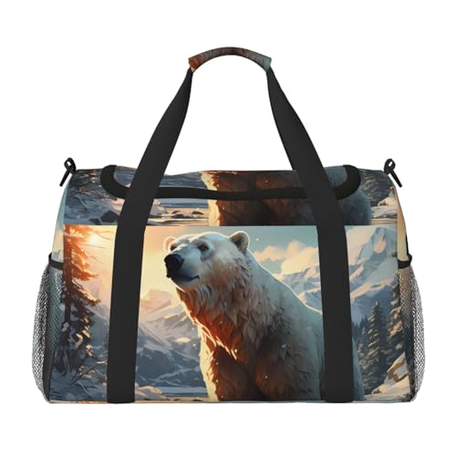 Reisetasche mit Eisbär im Winter, bedruckt, für Reisen, Schultertasche, Wochenender, Übernachtung, Sporttasche, Turnbeutel für Damen und Herren Reisetasche mit Eisbär im Winter, bedruckt, für Reisen, Schultertasche, Wochenender, Übernachtung, Sporttasche, Turnbeutel für Damen und Herren von Erwqavc