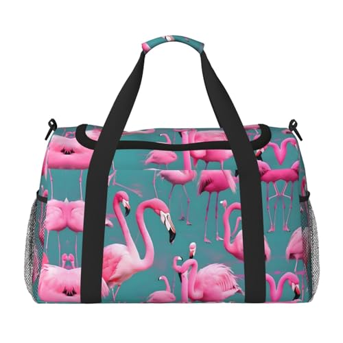 Reisetasche mit Flamingo-Aufdruck für Reisen, Schultertasche, Wochenend-Handtasche, Sporttasche, Turnbeutel für Damen und Herren Reisetasche mit Flamingo-Aufdruck für Reisen, Schultertasche, Wochenend-Handtasche, Sporttasche, Turnbeutel für Damen und Herren von Erwqavc