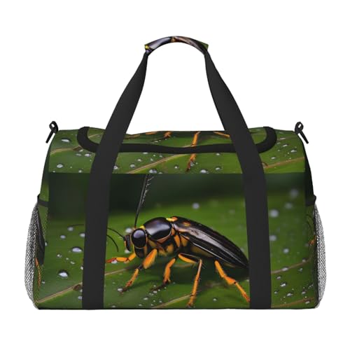 Reisetasche mit Insekten auf Blättern, für Reisen, Schultertasche, Wochenend-Handtasche, Sporttasche, Turnbeutel für Damen und Herren Reisetasche mit Insekten auf Blättern, für Reisen, Schultertasche, Wochenend-Handtasche, Sporttasche, Turnbeutel für Damen und Herren von Erwqavc