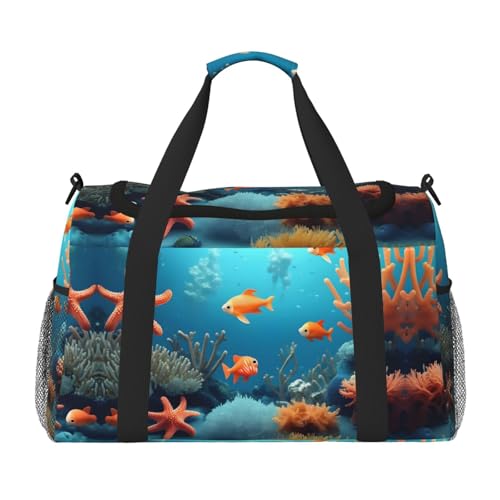 Reisetasche mit Korallenfisch-Druck, für Reisen, Schultertasche, Wochenend-Handtasche, Sporttasche, Turnbeutel für Damen und Herren von Erwqavc