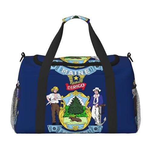 Reisetasche mit Maine State Flagge, für Reisen, Schultertasche, Wochenend-Handtasche, Sporttasche, Turnbeutel für Damen und Herren Reisetasche mit Maine State Flagge, für Reisen, Schultertasche, Wochenend-Handtasche, Sporttasche, Turnbeutel für Damen und Herren von Erwqavc