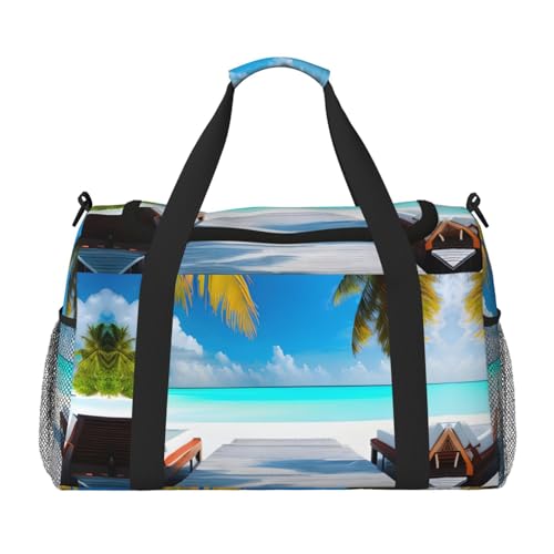 Reisetasche mit Malediven-Motiv, für Reisen, Schultertasche, Wochenend-Handtasche, Sporttasche, Turnbeutel für Damen und Herren Reisetasche mit Malediven-Motiv, für Reisen, Schultertasche, Wochenend-Handtasche, Sporttasche, Turnbeutel für Damen und Herren von Erwqavc