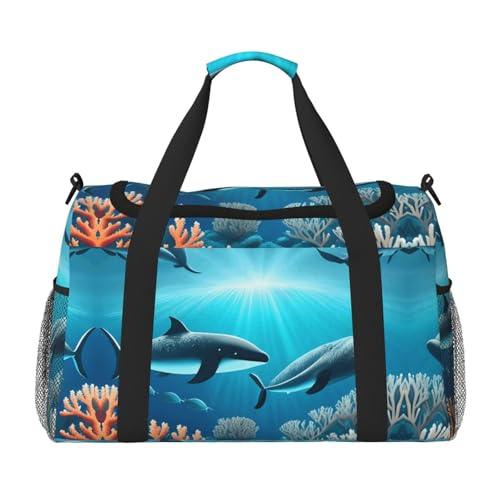 Reisetasche mit Wal-Motiv unter dem Meer, für Reisen, Schultertasche, Wochenend-Handtasche, Sporttasche, Turnbeutel für Damen und Herren Reisetasche mit Wal-Motiv unter dem Meer, für Reisen, Schultertasche, Wochenend-Handtasche, Sporttasche, Turnbeutel für Damen und Herren von Erwqavc