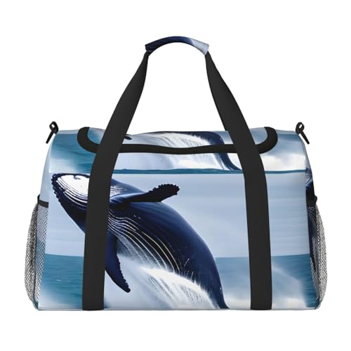 Reisetasche mit Whales at See-Motiv, für Reisen, Schultertasche, Wochenend-Handtasche, Sporttasche, Turnbeutel für Damen und Herren Reisetasche mit Whales at See-Motiv, für Reisen, Schultertasche, Wochenend-Handtasche, Sporttasche, Turnbeutel für Damen und Herren von Erwqavc