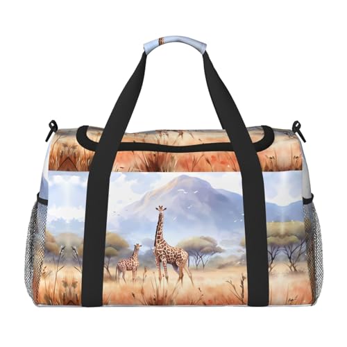Reisetasche mit afrikanischem Savannen-Giraffen-Druck, für Reisen, Schultertasche, Wochenend-Handtasche, Sporttasche, Turnbeutel für Damen und Herren Reisetasche mit afrikanischem Savannen-Giraffen-Druck, für Reisen, Schultertasche, Wochenend-Handtasche, Sporttasche, Turnbeutel für Damen und Herren von Erwqavc