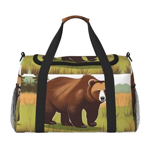 Reisetasche mit braunem Bären-Motiv, für Reisen, Schultertasche, Wochenend-Handtasche, Sporttasche, Turnbeutel für Damen und Herren Reisetasche mit braunem Bären-Motiv, für Reisen, Schultertasche, Wochenend-Handtasche, Sporttasche, Turnbeutel für Damen und Herren von Erwqavc