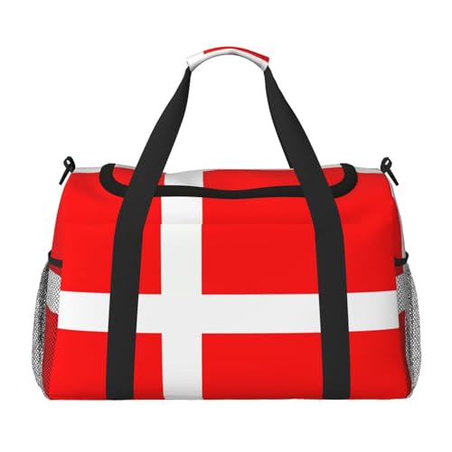 Reisetasche mit dänischem Flaggen-Druck, für Reisen, Schultertasche, Wochenend-Handtasche, Sporttasche, Turnbeutel für Damen und Herren Reisetasche mit dänischem Flaggen-Druck, für Reisen, Schultertasche, Wochenend-Handtasche, Sporttasche, Turnbeutel für Damen und Herren von Erwqavc