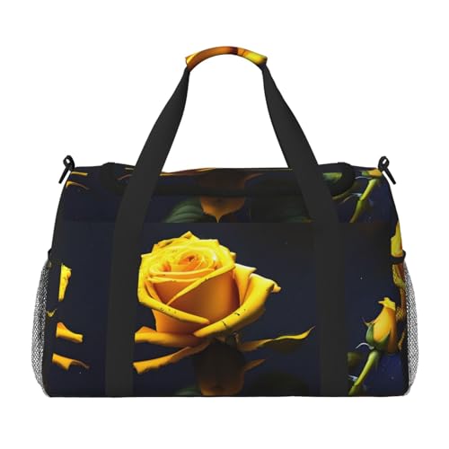 Reisetasche mit gelben Rosen, Sternennacht, für Reisen, Schultertasche, Wochenend-Handtasche, Sporttasche, Turnbeutel für Damen und Herren Reisetasche mit gelben Rosen, Sternennacht, für Reisen, Schultertasche, Wochenend-Handtasche, Sporttasche, Turnbeutel für Damen und Herren von Erwqavc