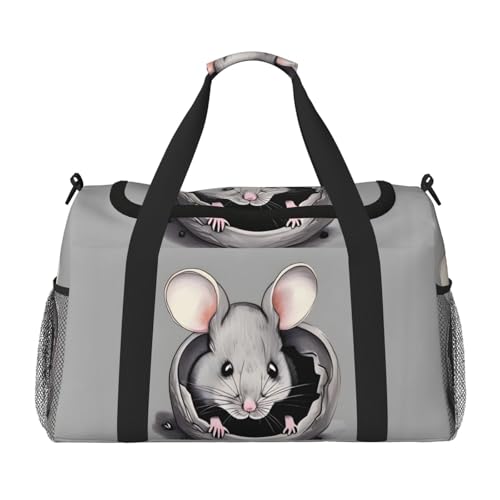 Reisetasche mit grauem Rattenmuster, für Reisen, Schultertasche, Wochenend-Handtasche, Sporttasche, Turnbeutel für Damen und Herren Reisetasche mit grauem Rattenmuster, für Reisen, Schultertasche, Wochenend-Handtasche, Sporttasche, Turnbeutel für Damen und Herren von Erwqavc