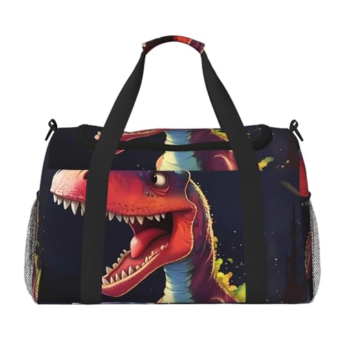 Reisetasche mit großem Mund und Dinosaurier-Druck für Reisen, Schultertasche, Wochenend-Handtasche, Sporttasche, Turnbeutel für Damen und Herren Reisetasche mit großem Mund und Dinosaurier-Druck für Reisen, Schultertasche, Wochenend-Handtasche, Sporttasche, Turnbeutel für Damen und Herren von Erwqavc