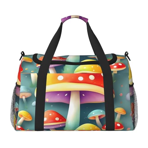 Reisetasche mit süßem farbigen Pilzdruck für Reisen, Schultertasche, Wochenend-Handtasche, Sporttasche, Turnbeutel für Damen und Herren Reisetasche mit süßem farbigen Pilzdruck für Reisen, Schultertasche, Wochenend-Handtasche, Sporttasche, Turnbeutel für Damen und Herren von Erwqavc