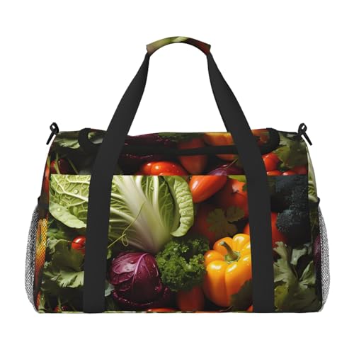 Reisetasche mit viel frischem Gemüse für Reisen, Schultertasche, Wochenend-Handtasche, Sporttasche, Turnbeutel für Damen und Herren Reisetasche mit viel frischem Gemüse für Reisen, Schultertasche, Wochenend-Handtasche, Sporttasche, Turnbeutel für Damen und Herren von Erwqavc