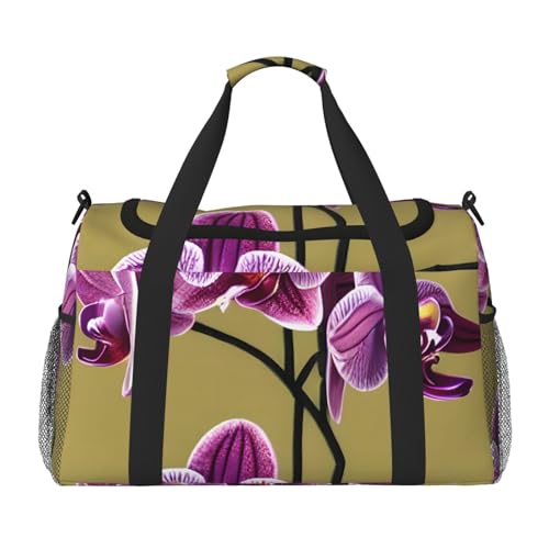 Schöne Reisetasche mit Orchideen-Druck, für Reisen, Schultertasche, Wochenend-Handtasche, Sporttasche, Turnbeutel für Damen und Herren Schöne Reisetasche mit Orchideen-Druck, für Reisen, Schultertasche, Wochenend-Handtasche, Sporttasche, Turnbeutel für Damen und Herren von Erwqavc