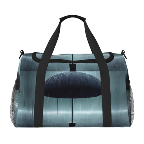 Schwarze Reisetasche mit Regenschirm im Regen, für Reisen, Schultertasche, Wochenend-Handtasche, Sporttasche, Turnbeutel für Damen und Herren Schwarze Reisetasche mit Regenschirm im Regen, für Reisen, Schultertasche, Wochenend-Handtasche, Sporttasche, Turnbeutel für Damen und Herren von Erwqavc