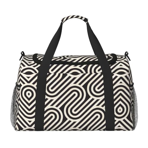 Schwarze Reisetasche mit geschwungener Textur, für Reisen, Schultertasche, Wochenend-Handtasche, Sporttasche, Turnbeutel für Damen und Herren Schwarze Reisetasche mit geschwungener Textur, für Reisen, Schultertasche, Wochenend-Handtasche, Sporttasche, Turnbeutel für Damen und Herren von Erwqavc