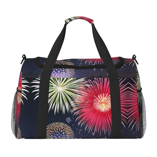 Splendid Reisetasche mit Feuerwerk-Aufdruck für Reisen, Schultertasche, Wochenend-Handtasche, Sporttasche, Turnbeutel für Damen und Herren Splendid Reisetasche mit Feuerwerk-Aufdruck für Reisen, Schultertasche, Wochenend-Handtasche, Sporttasche, Turnbeutel für Damen und Herren von Erwqavc