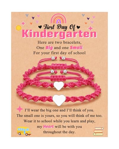Eryuor Back to School Stuff Mommy and Me Mother Daughter Matching Heart Bracelets First Day of School Gifts for Girls, 6.29inches, Kein Edelstein von Eryuor