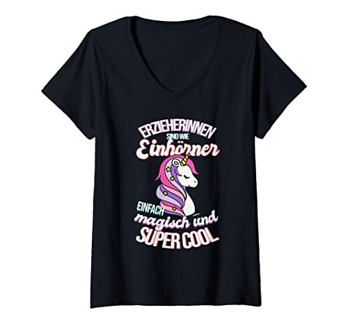 Damen Erzieherin Einhorn Kindergarten Kita Pädagogen Idee Erzieher T-Shirt mit V-Ausschnitt Damen Erzieherin Einhorn Kindergarten Kita Pädagogen Idee Erzieher T-Shirt mit V-Ausschnitt von Erzieher & Pädagoge Geschenk-Ideen