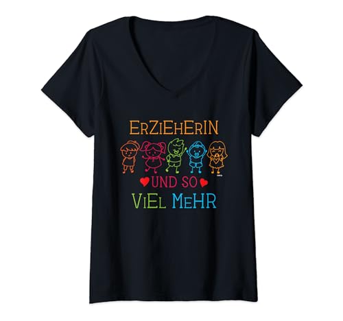 Damen Erzieherin und so viel mehr Kindergarten Pädagogen Erzieher T-Shirt mit V-Ausschnitt Damen Erzieherin und so viel mehr Kindergarten Pädagogen Erzieher T-Shirt mit V-Ausschnitt von Erzieher & Pädagoge Geschenk-Ideen