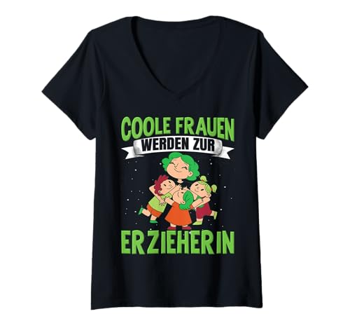 Damen Pädagogin Lehrerin Kindergärnterin Kita Erzieherin T-Shirt mit V-Ausschnitt Damen Pädagogin Lehrerin Kindergärnterin Kita Erzieherin T-Shirt mit V-Ausschnitt von Erzieherin Geburtstag Ajeli