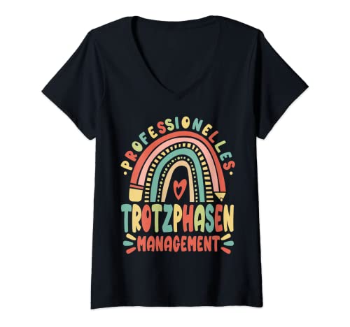 Damen Erzieherin Lustig Kindergärtnerin Kindergarten Tagesmutter T-Shirt mit V-Ausschnitt von Erzieherin Kleinkindkoordiinatorin Geschenke