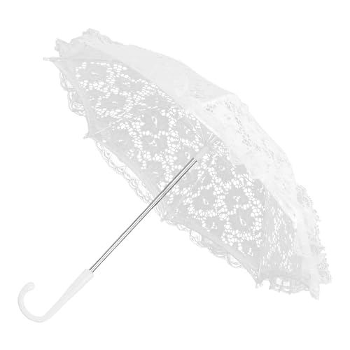 Vintage-Spitzenschirm – Handgefertigter Spitzenschirm | Mini-Sonnenschirm aus weißer Spitze | dekorativer Regenschirm aus Spitze für Braut | Regenschirm aus Spitze für Hochzeit, Weiße von EsEico