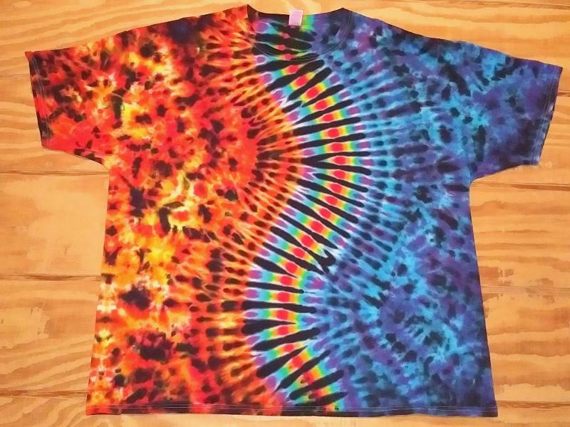 S M L Xl 2X 3X 4X 5X 6X Tie Dye Shirt, Kinder, Erwachsene, Plus Size Dye, Feuer Und Eis Regenbogen Squiggle von EsGroovyTuesdays