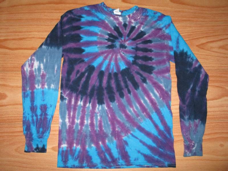 S M L Xl 2X 3X 4X 5X Krawattenfarbe Langarm, Kinder, Erwachsene, Plus Size Shirt - Lila Fluss Tie Dye von EsGroovyTuesdays