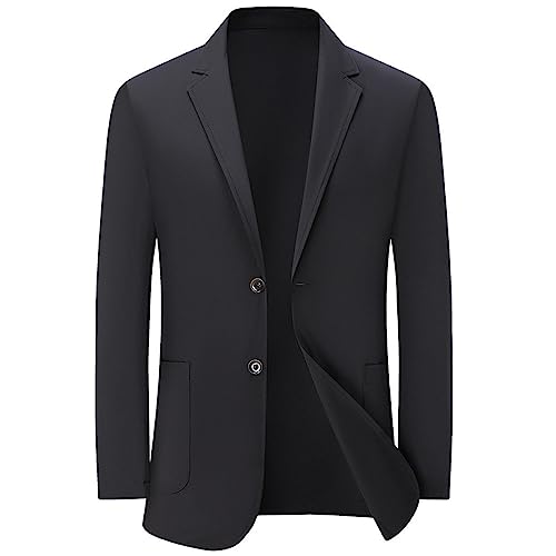 Blazer Herren,Großer Freizeit-Blazer 2 Knöpfe Ultradünne Jacke Schmale Passform Sportmantel Starker Mann Formelle Anzugjacken Geeignet Für Party Date Abschlussball Hochzeit Eleganter Blazer Schwarz von EsUkar