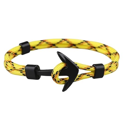 EsUkar Herren-Armbänder, gewebtes Armband, gelb, verstellbar, Paracord-Armband, bunt, lässig, nautisches Surf-Armband, Charm, Abschluss, Chakra, Schmuck für Reisen, Geschenke, as described, Leder von EsUkar