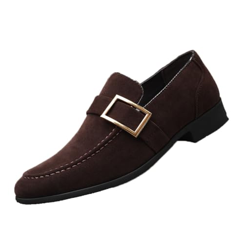 EsaSam Anzugschuhe Herren Wildleder Schnürschuhe Klassischer Derby Formell Business Casual Schuhe,Braun,41 EU von EsaSam